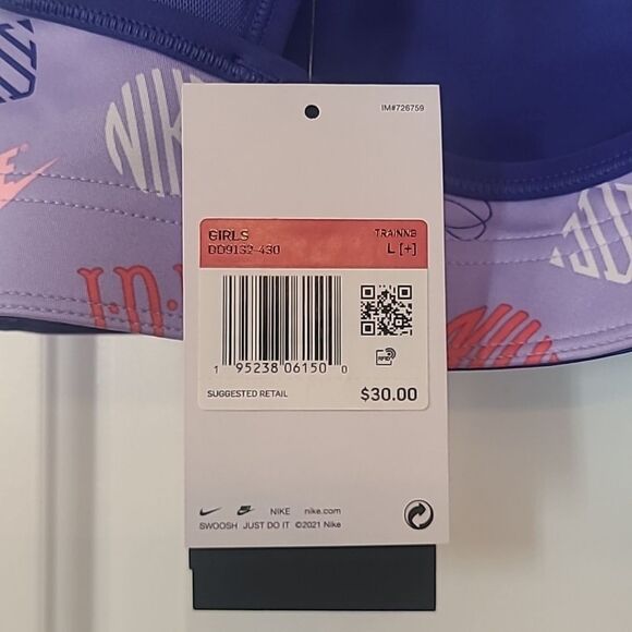 Nike Dri-FIT™ Swoosh Reversible Training Bra (Big Kids) Girls Size L - Picture 8 of 10
